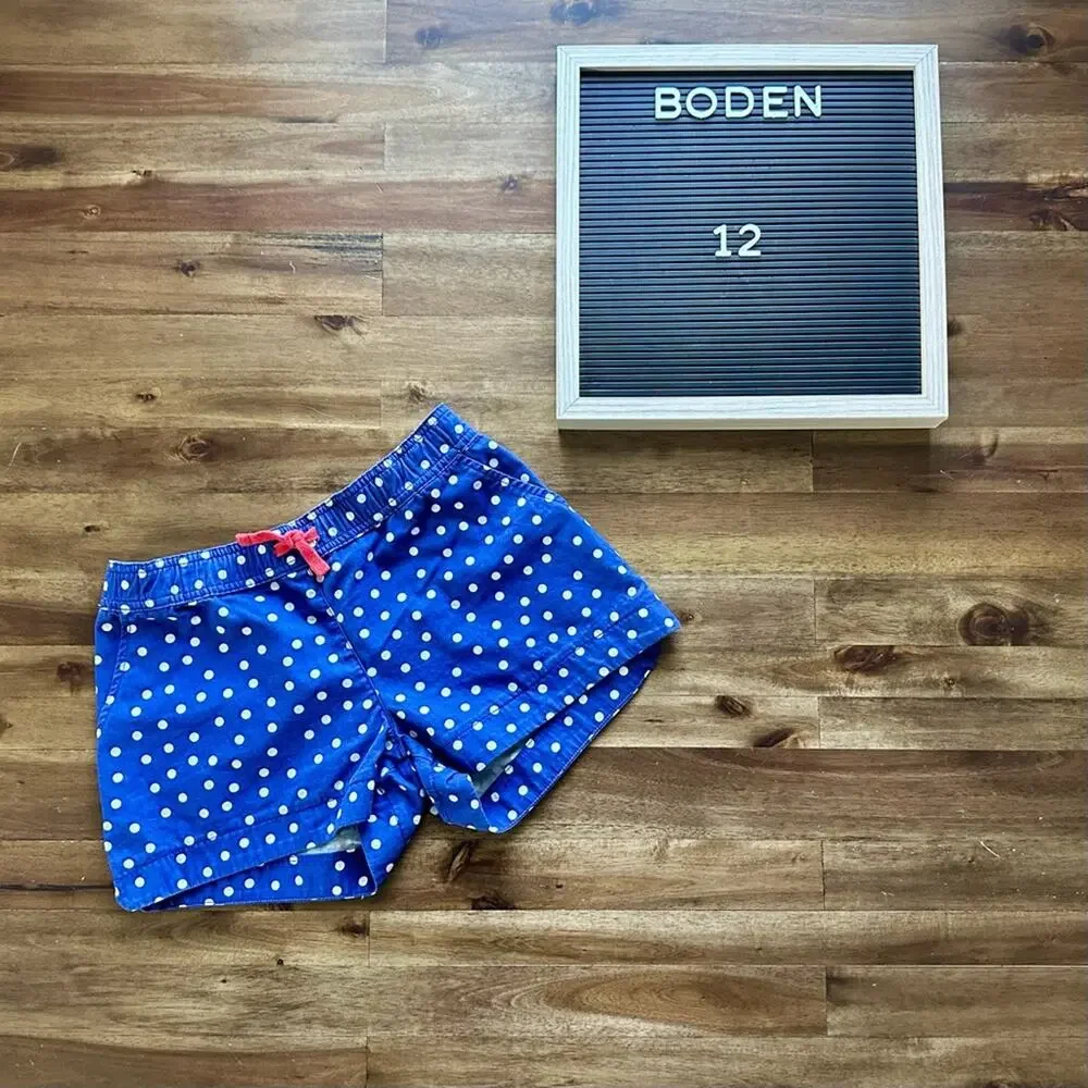 Boden Navy Blue White Polka Dot Heart Pocket Cotton Shorts European Teen Preppy